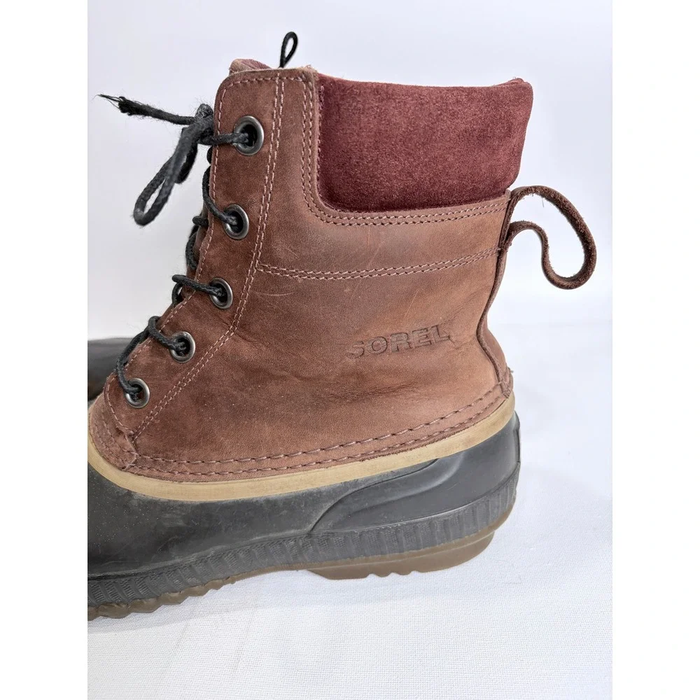 Sorel Duck Boots Mens 12 Brown Leather Rubber Lace-Up‎ Winter Outdoor